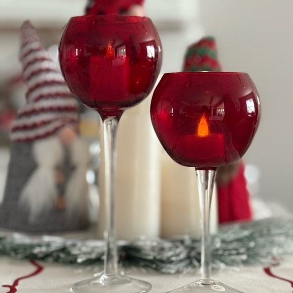 Kirkland Signature Other - Red Glass Tealight Candle Holders – Set of 2